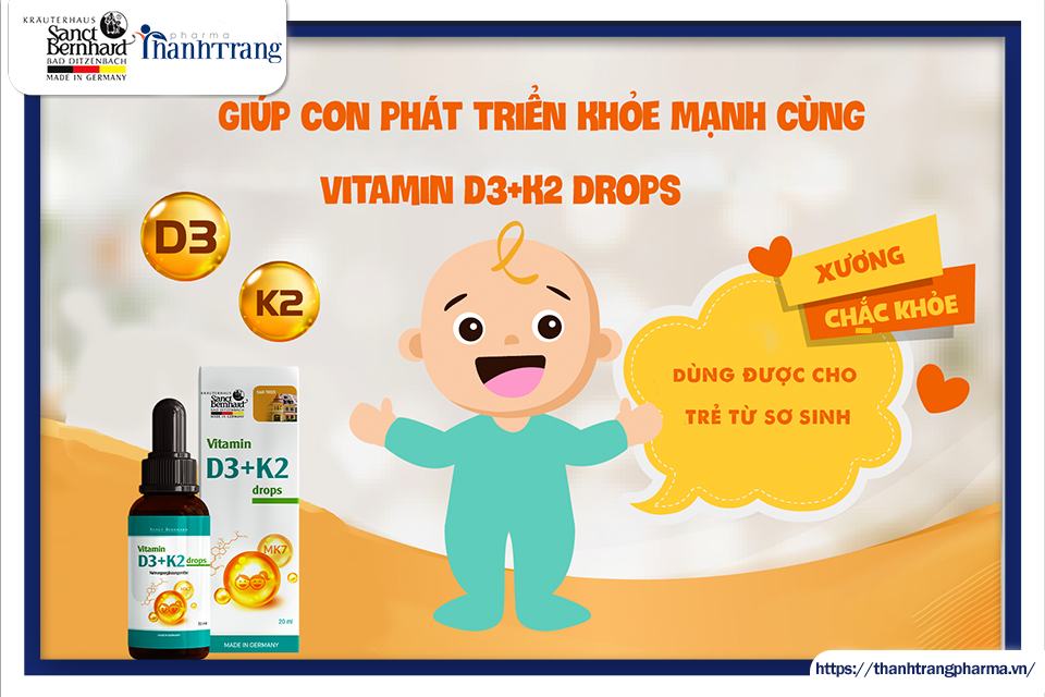 Giúp con phát triển khỏe mạnh cùng Vitamin D3 K2 Drops